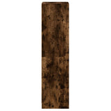 Highboard with Glass Doors Smoked Oak 35x37x142 cm 836438