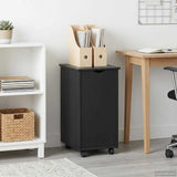 Rolling Cabinet Black 34 x 39 x 65.5 cm Solid Pine Wood 42028359