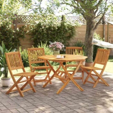 ZNTS 5 Piece Folding Garden Dining Set Solid Wood Acacia 3295249