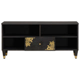 TV Cabinet with Drawer Black 100 x 33 x 46 cm Solid Mango Wood 4018824