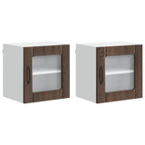 Wall Glass Cabinet LUCCA 2 pcs Brown Oak 40 x 31 x 40 cm 884849