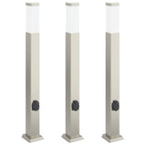 Bollard Lights with Outlet 3 pcs 80 cm Stainless Steel IP44 4006062
