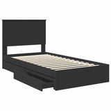 Storage Bed with Headboard Black 100 x 200 cm Engineered Wood 3411237