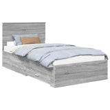 Bed Frame with Drawer Grey Sonoma 100 x 200 cm Engineered Wood 3410936