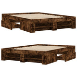 Bed Frame without Mattress Smoked Oak 135x190 cm Double Engineered Wood 3295510