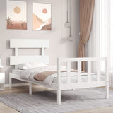 Bed Frame without Mattress White Single Solid Wood Pine 3193237