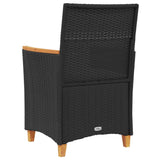 Garden Chairs with Cushions 2 pcs Black Poly Rattan&Solid Wood 368720