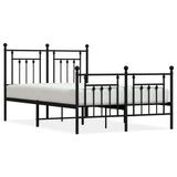 Bed Frame Black Powder-Coated Steel Double Durable Bed Frame 353553