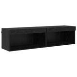 TV Wall Cabinet Set with LED 6 pcs Black Oak Engineered Wood 3402997