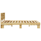 Bed Frame with Headboard without Mattress 120x190 cm Solid Wood Oak 3324136