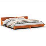 Bed Frame without Mattress Wax Brown 200x200 cm Solid Wood Pine 3302269