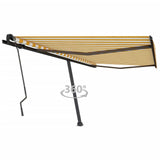 Freestanding Manual Retractable Awning 450x350 cm Yellow/White 3069838