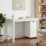 Desk Cabinet Set 2 pcs White Solid Pine Wood 3438781