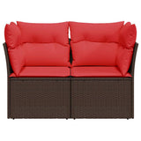 Garden Sofa with Cushion Brown 124 x 62 x 69 cm Poly Rattan 366226