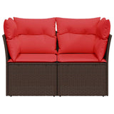 Garden Sofa with Cushion 7 pcs Brown and red Poly rattan 366240