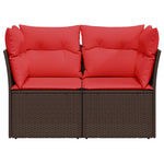 Garden Sofa 7 pcs Brown and red 124 x 62 x 69 cm Poly rattan 366240