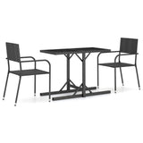 Dining Set Black Poly rattan, powder-coated steel, glass Standard 3072443