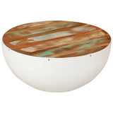 Bowl-shaped Coffee Table White 50x24 cm Solid Wood Reclaimed 352020