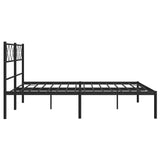 Metal Bed Frame without Mattress with Headboard Black 150x200cm 372279