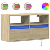 TV Wall Cabinet with LED Lights Sonoma Oak 80x31x45 cm 852329