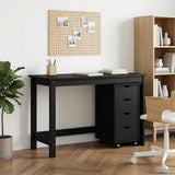 Desk Cabinet Set 2 pcs Black Solid Pine Wood 3438773