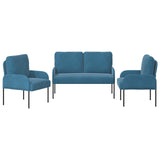 Sofa Sets with Cushion 3 pcs Blue 115 x 56 x 80 cm Plywood 3406216