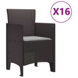 Garden Dining Set with Cushions with Cushion 17 pcs Brown PP 3378659