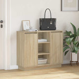 LED Sideboard Sonoma Oak 90 x 32 x 75 cm Engineered Wood 869684