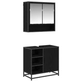 Bathroom Furniture Set 2 pcs Black Oak Engineered Wood 3402556