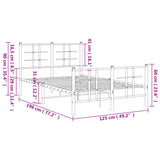 Bed Frame Black Powder-coated Steel Small Double Bed Frame 355576