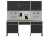Work Cabinet 8 pcs Black and Grey Engineered Wood and Steel 3321452