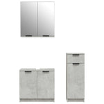 ZNTS 3 Piece Bathroom Cabinet Set Concrete Grey Engineered Wood 3115871