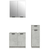 ZNTS 3 Piece Bathroom Cabinet Set Concrete Grey Engineered Wood 3115871