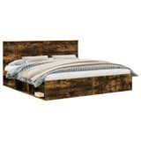 Bed Frame Smoked Oak 200 x 200 cm Solid Pine Wood 3410969