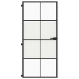 Interior Door Slim Black 93x201.5 cm Tempered Glass and Aluminium 155128