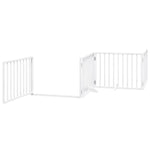 Dog Gate with Door Foldable 12 Panels White 960 cm Poplar Wood 3155564