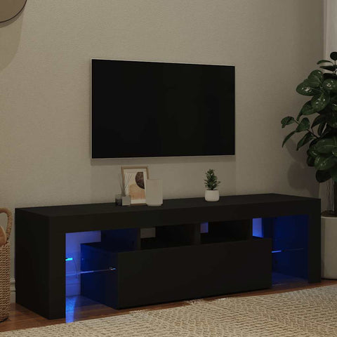 TV Cabinet with LED Lights Black 140x36.5x40 cm 804365
