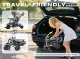6 in 1 Foldable Kids Trike with Adjustable Parent Handle & Canopy for Ages 1-5, Grey T3398P378918