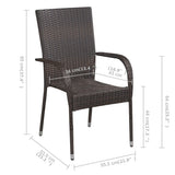 Dining Set Brown Solid acacia wood, PE rattan, powder-coated steel 3068749