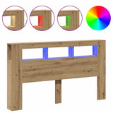 LED Headboard Artisan Oak 180x18.5x103.5 cm Engineered Wood 857691