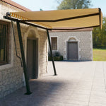 ZNTS Manual Retractable Awning with Posts 4.5x3 m Yellow and White 3070158