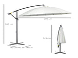 3 Cantilever Umbrella 18 Ribs & Vents Adjustable Angle for Patio Cream White T3398P322084