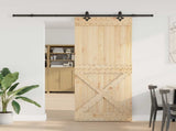 Sliding Door NARVIK Natural and Black 95 x 210 cm 3445381