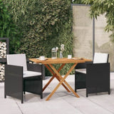 3 Piece Garden Dining Set with Cushions Black 3094301