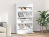 Magazine Rack with Shelf White 70 x 41 x 156 cm Engineered Wood 899519