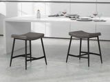 Breakfast Bar Stools Set of 2, Microfibre Upholstered Barstools, Industrial Bar Chairs with Curved T3398P328291