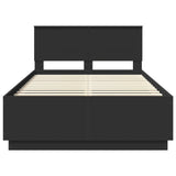 Bed Frame with Headboard Black 120 x 190 cm Engineered Wood 3408090