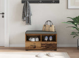 Hall Bench Old Wood 60 x 38 x 46 cm Engineered Wood and Fabric 891454