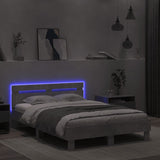 ZNTS Bed Frame with LED without Mattress Concrete Grey 120x200 cm 3207556