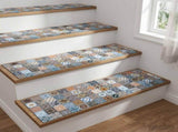 Stair Mats 15 pcs 76 x 20 cm Blue Polyester Rectangular 42054633